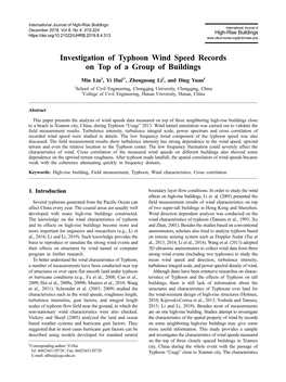 Investigation of Typhoon Wind Speed Records on Top of a Group of Buildings