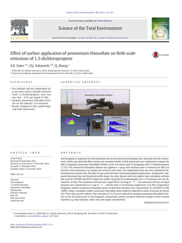 Effect of Surface Application of Ammonium Thiosulfate on Field