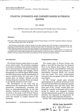 Coastal Dynamics and Chenier Sands in French Guiana