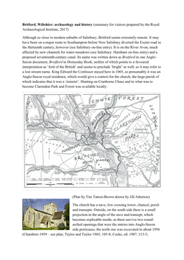 Britford, Wiltshire: Archaeology and History (Summary for Visitors Prepared by the Royal Archaeological Institute, 2017)