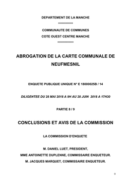 Abrogation De La Carte Communale De Neufmesnil