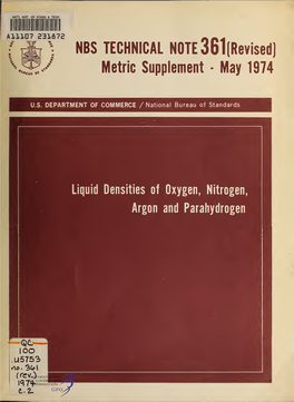Liquid Densities of Oxygen, Nitrogen, Argon and Parahydrogen 6