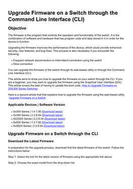 Upgrade Firmware on a Switch Through the Command Line Interface (CLI)