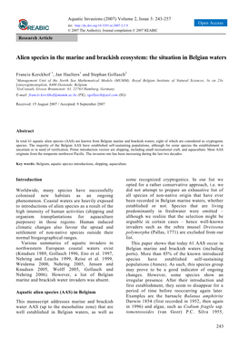 Alien Species in the Marine and Brackish Ecosystem: the Situation in Belgian Waters