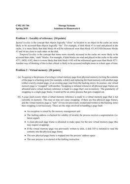 Problem 1 : Locality of Reference. [10 Points] Problem 2 : Virtual Memory