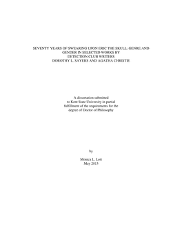 Genre and Gender in Selected Works by Detection Club Writers Dorothy L. Sayers and Agatha Christie