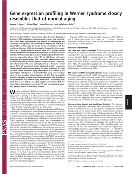 Gene Expression Profiling in Werner Syndrome Closely Resembles That of Normal Aging