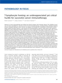 An Underappreciated Yet Critical Hurdle for Successful Cancer Immunotherapy Robert Sackstein1,2,3,4, Tobias Schatton1,3,5,6 and Steven R Barthel1,3,5