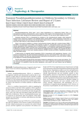 Transient Pseudohypoaldosteronism in Childrens Secondary to Urinary