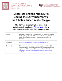 Reading the Early Biography of the Tibetan Queen Yeshe Tsogyal
