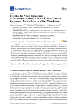 Potential for Novel Biomarkers in Diabetes-Associated Chronic Kidney Disease: Epigenome, Metabolome, and Gut Microbiome