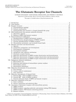 The Glutamate Receptor Ion Channels