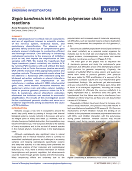 Sepia Bandensis Ink Inhibits Polymerase Chain Reactions Anna Novoselov, Eric Espinosa Biocurious, Santa Clara, CA