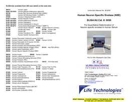 Human Neuron Specific Enolase (NSE) ELISA Kit Cat. #. 0050