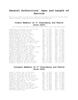 Table of General Authorities