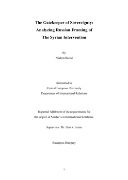 Analyzing Russian Framing of the Syrian Intervention