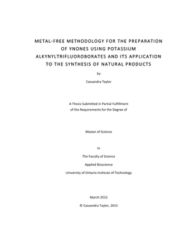 Metal-Free Methodology for the Preparation of Ynones Using Pota Ssium Alkynyltrifluorobora Tes and Its Applicat Ion to the Synthesis of Natural Products