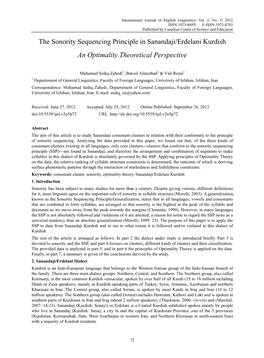 The Sonority Sequencing Principle in Sanandaji/Erdelani Kurdish an Optimality Theoretical Perspective