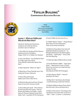 “Tefillin Building” Comprehensive Education Outline