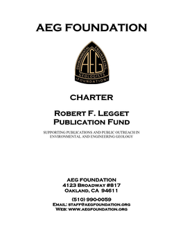 AEG FOUNDATION CHARTER Robert F. Legget Publication Fund