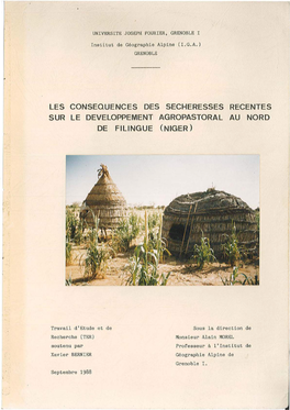 Les Consequences Des Secheresses Recentes Sur Le Developpement Agropastoral Au Nord De Filingue (Niger)