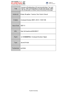 Title Taxonomic Relationships of Ansonia Anotis Inger, Tan, And