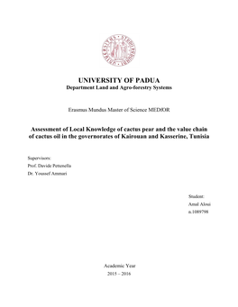 Assessment of Local Knowledge of Cactus Pear and the Value Chain of Cactus Oil in the Governorates of Kairouan and Kasserine, Tunisia