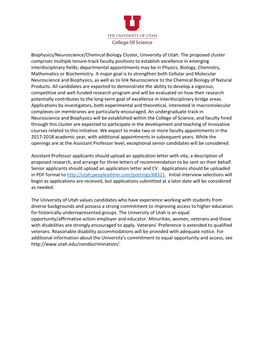 Biophysics/Neuroscience/Chemical Biology Cluster, University of Utah