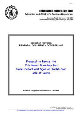 Revision to the Catchment Boundary for Lionel School and Sgoil an Taobh Siar