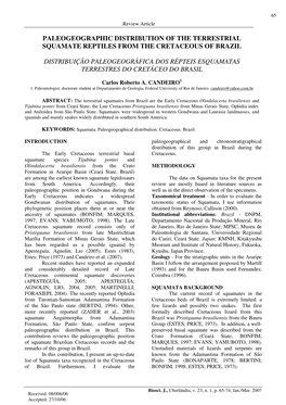 Paleogeographic Distribution of the Terrestrial Squamate Reptiles from the Cretaceous of Brazil