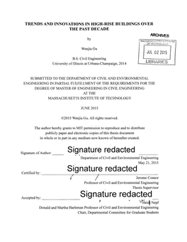 Signature Redacted Department of Civil and Environmental Engineering May 21, 2015
