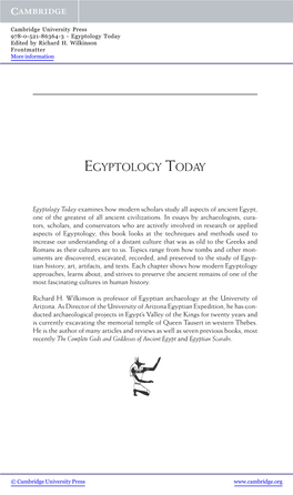 Egyptology Today Edited by Richard H