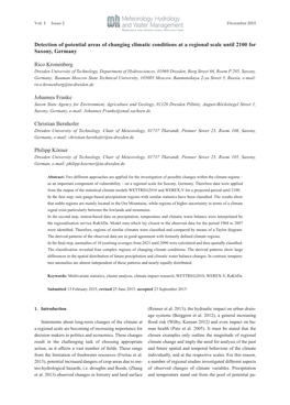 Detection of Potential Areas of Changing Climatic Conditions at a Regional Scale Until 2100 for Saxony, Germany