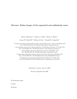 Mercury: Radar Images of the Equatorial and Midlatitude Zones