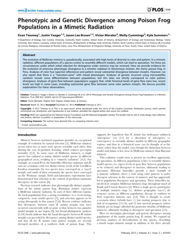 Phenotypic and Genetic Divergence Among Poison Frog Populations in a Mimetic Radiation