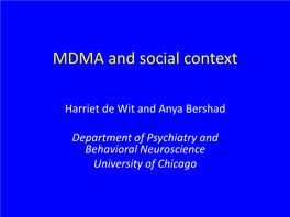 MDMA and Social Context