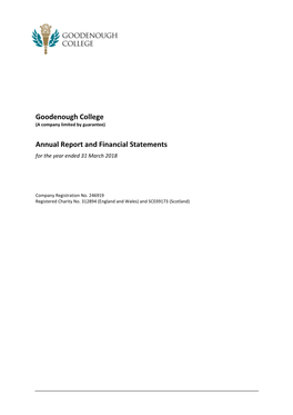 Goodenough College Annual Report and Financial Statements