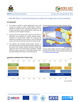Haiti Food Security Outlook, October 2015 Through March 2016