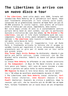 The Libertines in Arrivo Con Un Nuovo Disco E Tour