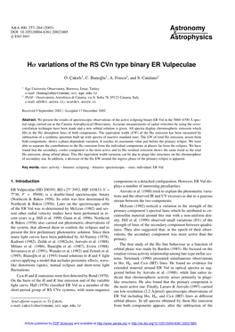 Variations of the RS Cvn Type Binary ER Vulpeculae