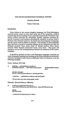 THE PROTO-MUSKOGEAN NUMERAL SYSTEM Geoffrey