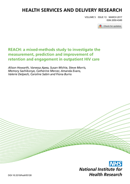 A Mixed-Methods Study to Investigate the Measurement, Prediction and Improvement of Retention and Engagement in Outpatient HIV Care