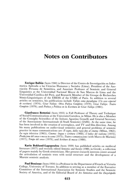 Notes on Contributors