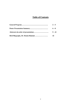 Table of Contents