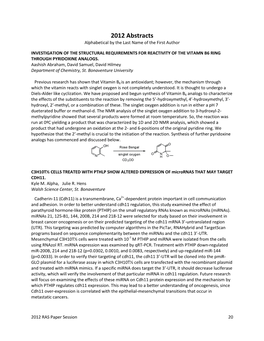 2012 Fall Paper Session Abstracts