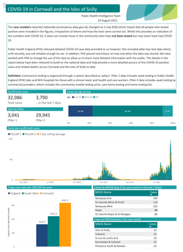 Cornwall and Isles of Scilly COVID 19 Dashboard