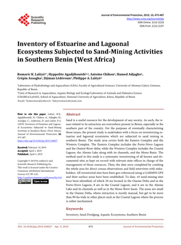 Inventory of Estuarine and Lagoonal Ecosystems Subjected to Sand-Mining Activities in Southern Benin (West Africa)