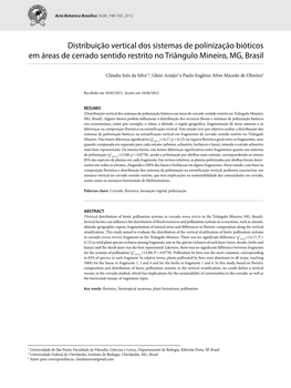 Distribuição Vertical Dos Sistemas De Polinização Bióticos Em Áreas De Cerrado Sentido Restrito No Triângulo Mineiro, MG, Brasil