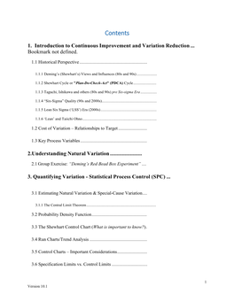 Contents Process Analytics, SPC and Lean.Pdf