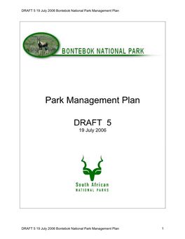 Park Management Plan